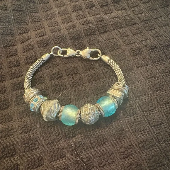 Brighton Elegant Silver and Blue Beaded Bracelet - Picture 2 of 5